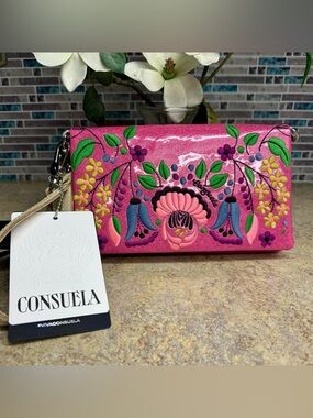 NWT Consuela Ivy Uptown pink glitter purse